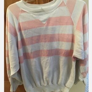 Vintage Nuggets Womens Pink and White Striped Sweatshirt size small